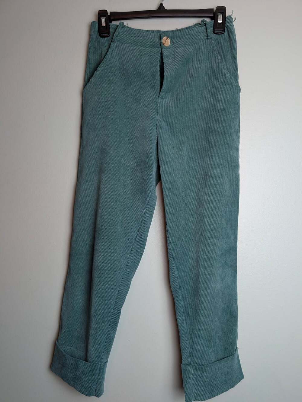 Vintagevibes Fallfashion Vintage Corduroy Pant Green High Waisted Cuffed